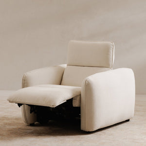 Moe's Home Eli Power Recliner Chair - Sumptuous Plush Comfort With Custom Power Motion Footrest & Headrest White 100% Polyester,Solid Wood And Plywood Kq-1027-18