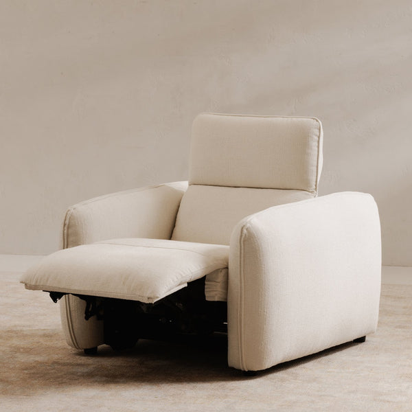 Moe's Home Eli Power Recliner Chair - Sumptuous Plush Comfort With Custom Power Motion Footrest & Headrest White 100% Polyester,Solid Wood And Plywood Kq-1027-18