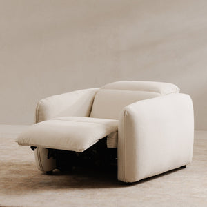 Moe's Home Eli Power Recliner Chair - Sumptuous Plush Comfort With Custom Power Motion Footrest & Headrest White 100% Polyester,Solid Wood And Plywood Kq-1027-18