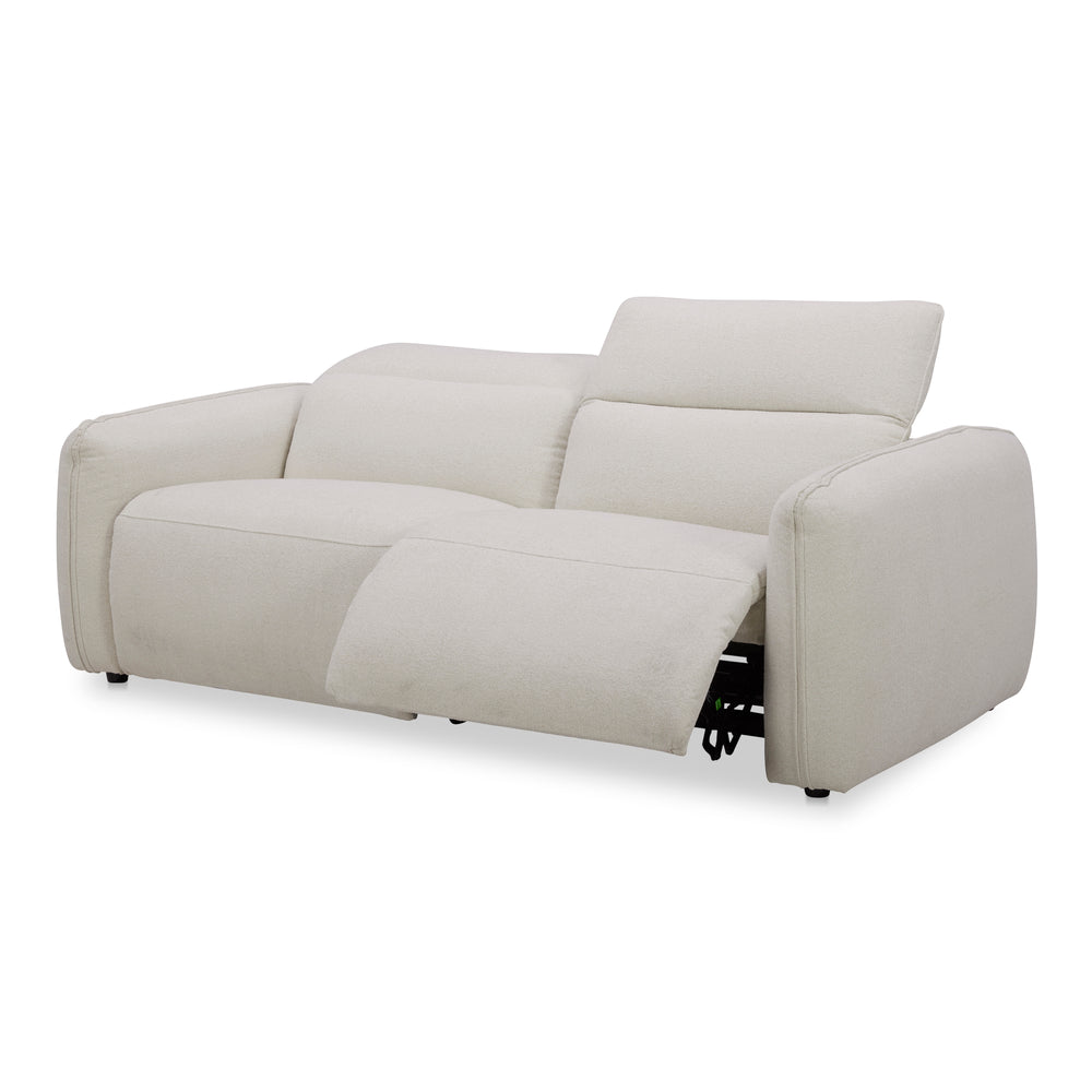Moe's Home Eli Power Recliner Sofa - Luxurious Plush Comfort With Power Motion Footrest & Headrest For Relaxation White 100% Polyester,Solid Wood And Plywood Kq-1028-18