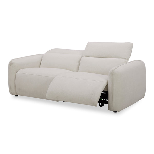 Moe's Home Eli Power Recliner Sofa - Luxurious Plush Comfort With Power Motion Footrest & Headrest For Relaxation White 100% Polyester,Solid Wood And Plywood Kq-1028-18