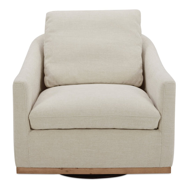 Moe's Home Linden Swivel Chair - Stylish Barrel Back Design With Plush Cushion And 360° Smooth Swivel Function Beige Upholstery, 100% Polyester,Frame, Pine Wood,Poplar Multilayer Board,Plywood,Lvl Kq-1029-34