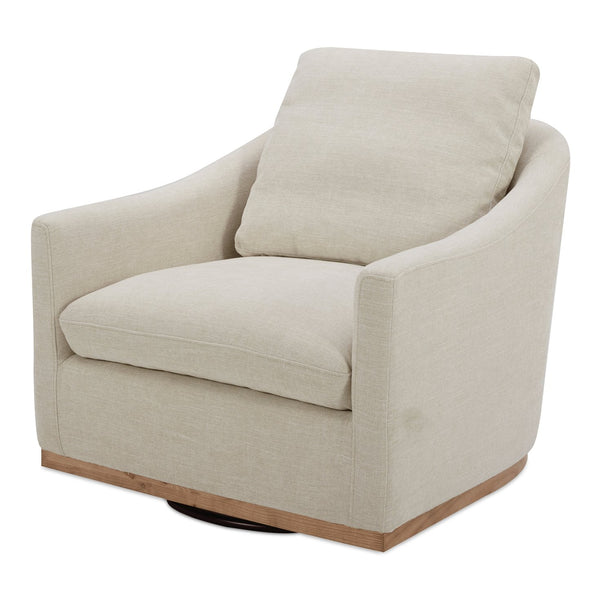 Moe's Home Linden Swivel Chair - Stylish Barrel Back Design With Plush Cushion And 360° Smooth Swivel Function Beige Upholstery, 100% Polyester,Frame, Pine Wood,Poplar Multilayer Board,Plywood,Lvl Kq-1029-34