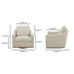 Moe's Home Linden Swivel Chair - Stylish Barrel Back Design With Plush Cushion And 360° Smooth Swivel Function Beige Upholstery, 100% Polyester,Frame, Pine Wood,Poplar Multilayer Board,Plywood,Lvl Kq-1029-34