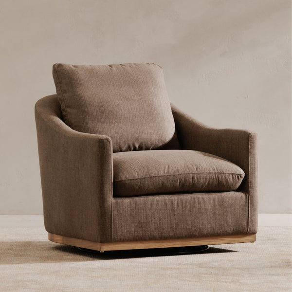 Moe's Home Linden Swivel Chair - Stylish Barrel Back Design With Plush Cushion And 360° Smooth Swivel Function Taupe Upholstery, 95% Polyester,5% Nylon,Frame, Pine Wood,Poplar Multilayer Board,Plywood,Lvl Kq-1029-39