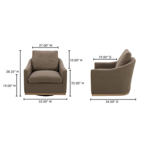 Moe's Home Linden Swivel Chair - Stylish Barrel Back Design With Plush Cushion And 360° Smooth Swivel Function Taupe Upholstery, 95% Polyester,5% Nylon,Frame, Pine Wood,Poplar Multilayer Board,Plywood,Lvl Kq-1029-39