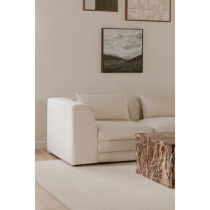 Moe's Home Lowtide Modular Sectional Sofa - 1970s Inspired Design With Luxurious Comfort And Versatile Style White Upholstery, 100% Polyester,Solid Wood And Plywood Frame Kq-1030-18