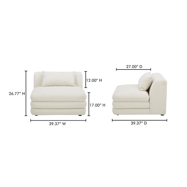 Moe's Home Lowtide Modular Sectional Sofa - 1970s Inspired Design With Luxurious Comfort And Versatile Style White Upholstery, 100% Polyester,Solid Wood And Plywood Frame Kq-1031-18