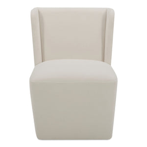 Moe's Home Cormac Rolling Dining Chair - Comfort Meets Style With Padded Cushioning And Smooth Gliding Wheels White Upholstery, 100% Polyester,Poplar Multi,Layer Board + Lvl Kq-1035-05