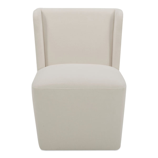 Moe's Home Cormac Rolling Dining Chair - Comfort Meets Style With Padded Cushioning And Smooth Gliding Wheels White Upholstery, 100% Polyester,Poplar Multi,Layer Board + Lvl Kq-1035-05
