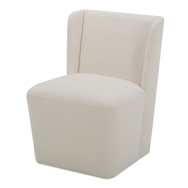 Moe's Home Cormac Rolling Dining Chair - Comfort Meets Style With Padded Cushioning And Smooth Gliding Wheels White Upholstery, 100% Polyester,Poplar Multi,Layer Board + Lvl Kq-1035-05