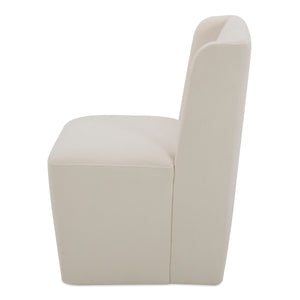 Moe's Home Cormac Rolling Dining Chair - Comfort Meets Style With Padded Cushioning And Smooth Gliding Wheels White Upholstery, 100% Polyester,Poplar Multi,Layer Board + Lvl Kq-1035-05