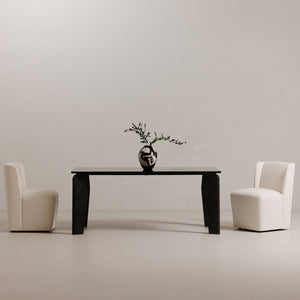 Moe's Home Cormac Rolling Dining Chair - Comfort Meets Style With Padded Cushioning And Smooth Gliding Wheels White Upholstery, 100% Polyester,Poplar Multi,Layer Board + Lvl Kq-1035-05