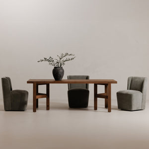 Moe's Home Cormac Rolling Dining Chair - Comfort Meets Style With Padded Cushioning And Smooth Gliding Wheels Green Upholstery, 100% Polyester,Poplar Multi,Layer Board + Lvl Kq-1035-16