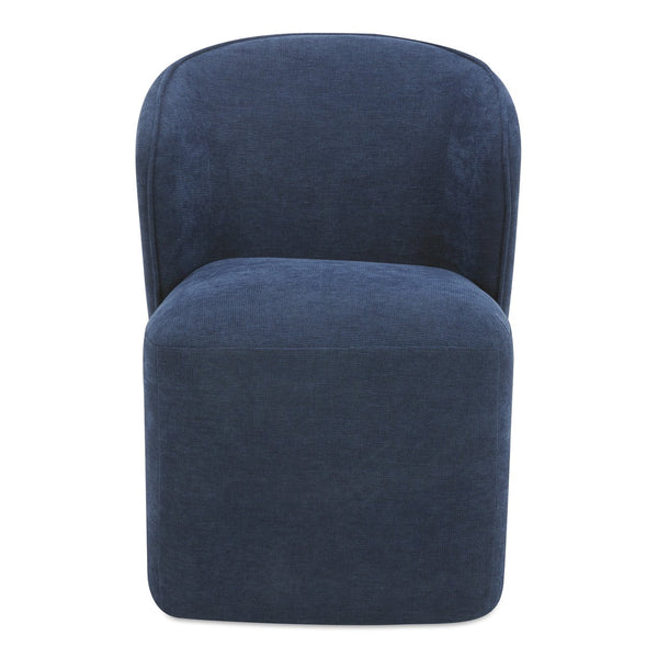 Moe's Home Larson Modern Rolling Dining Chair With High-density Foam, Stain-resistant Fabric & 360° Swivel Blue Upholstery, 100% Polyester,Poplar Multi,Layer Board + Lvl Kq-1036-19