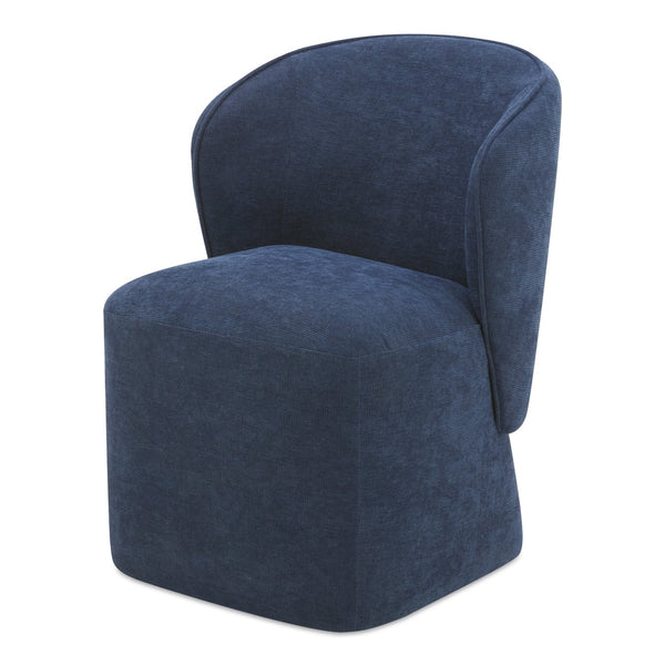 Moe's Home Larson Modern Rolling Dining Chair With High-density Foam, Stain-resistant Fabric & 360° Swivel Blue Upholstery, 100% Polyester,Poplar Multi,Layer Board + Lvl Kq-1036-19