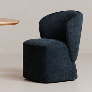 Moe's Home Larson Modern Rolling Dining Chair With High-density Foam, Stain-resistant Fabric & 360° Swivel Blue Upholstery, 100% Polyester,Poplar Multi,Layer Board + Lvl Kq-1036-19