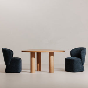 Moe's Home Larson Modern Rolling Dining Chair With High-density Foam, Stain-resistant Fabric & 360° Swivel Blue Upholstery, 100% Polyester,Poplar Multi,Layer Board + Lvl Kq-1036-19