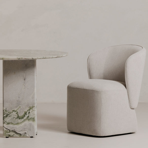 Moe's Home Larson Modern Rolling Dining Chair With High-density Foam, Stain-resistant Fabric & 360° Swivel Grey Upholstery, 100% Polyester,Poplar Multi,Layer Board + Lvl Kq-1036-29