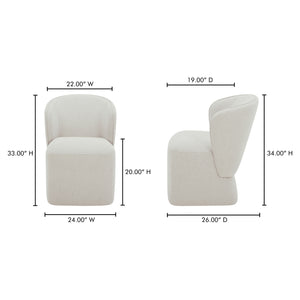 Moe's Home Larson Modern Rolling Dining Chair With High-density Foam, Stain-resistant Fabric & 360° Swivel Grey Upholstery, 100% Polyester,Poplar Multi,Layer Board + Lvl Kq-1036-29