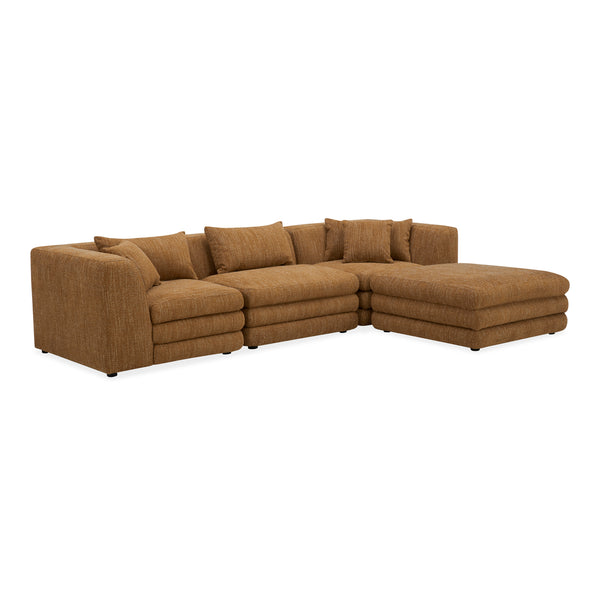 Moe's Home Lowtide Modular Sectional Sofa - 1970s Inspired Design With Luxurious Comfort And Versatile Style Yellow Upholstery, 100% Polyester,Solid Wood And Plywood Frame Kq-1037-09