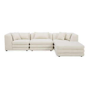 Moe's Home Lowtide Modular Sectional Sofa - 1970s Inspired Design With Luxurious Comfort And Versatile Style White Upholstery, 100% Polyester,Solid Wood And Plywood Frame Kq-1037-18