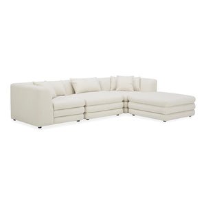 Moe's Home Lowtide Modular Sectional Sofa - 1970s Inspired Design With Luxurious Comfort And Versatile Style White Upholstery, 100% Polyester,Solid Wood And Plywood Frame Kq-1037-18