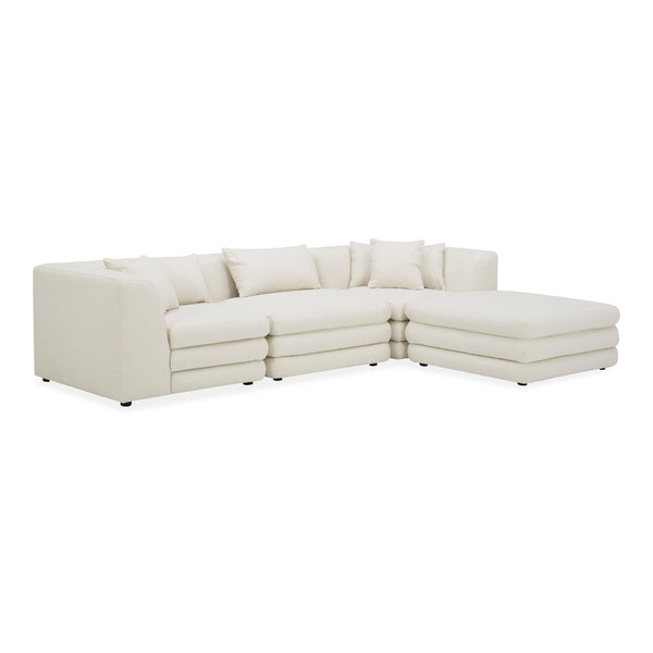 Moe's Home Lowtide Modular Sectional Sofa - 1970s Inspired Design With Luxurious Comfort And Versatile Style White Upholstery, 100% Polyester,Solid Wood And Plywood Frame Kq-1037-18