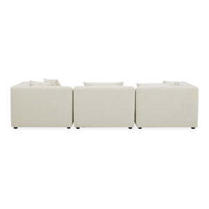 Moe's Home Lowtide Modular Sectional Sofa - 1970s Inspired Design With Luxurious Comfort And Versatile Style White Upholstery, 100% Polyester,Solid Wood And Plywood Frame Kq-1037-18
