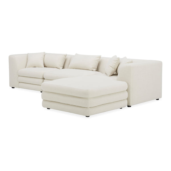Moe's Home Lowtide Modular Sectional Sofa - 1970s Inspired Design With Luxurious Comfort And Versatile Style White Upholstery, 100% Polyester,Solid Wood And Plywood Frame Kq-1037-18