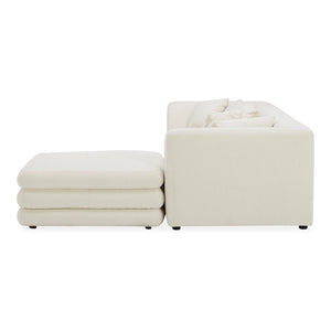 Moe's Home Lowtide Modular Sectional Sofa - 1970s Inspired Design With Luxurious Comfort And Versatile Style White Upholstery, 100% Polyester,Solid Wood And Plywood Frame Kq-1037-18