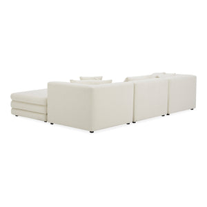Moe's Home Lowtide Modular Sectional Sofa - 1970s Inspired Design With Luxurious Comfort And Versatile Style White Upholstery, 100% Polyester,Solid Wood And Plywood Frame Kq-1037-18