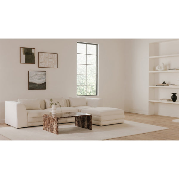 Moe's Home Lowtide Modular Sectional Sofa - 1970s Inspired Design With Luxurious Comfort And Versatile Style White Upholstery, 100% Polyester,Solid Wood And Plywood Frame Kq-1037-18