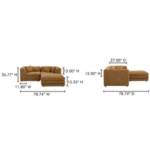 Moe's Home Lowtide Modular Sectional Sofa - Vintage-inspired Design With Comfort-enhancing Features & Style Yellow Upholstery, 100% Polyester,Solid Wood And Plywood Frame Kq-1038-09