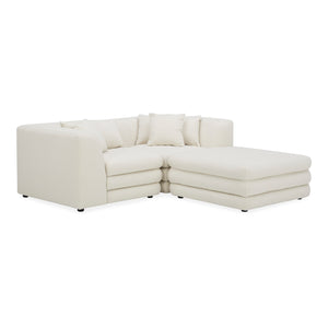 Moe's Home Lowtide Modular Sectional Sofa - 1970s Inspired Design With Luxurious Comfort And Versatile Style White Upholstery, 100% Polyester,Solid Wood And Plywood Frame Kq-1038-18
