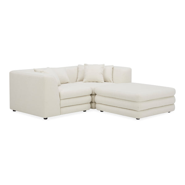 Moe's Home Lowtide Modular Sectional Sofa - 1970s Inspired Design With Luxurious Comfort And Versatile Style White Upholstery, 100% Polyester,Solid Wood And Plywood Frame Kq-1038-18