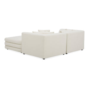 Moe's Home Lowtide Modular Sectional Sofa - 1970s Inspired Design With Luxurious Comfort And Versatile Style White Upholstery, 100% Polyester,Solid Wood And Plywood Frame Kq-1038-18