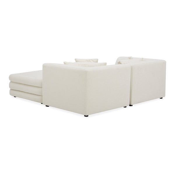 Moe's Home Lowtide Modular Sectional Sofa - 1970s Inspired Design With Luxurious Comfort And Versatile Style White Upholstery, 100% Polyester,Solid Wood And Plywood Frame Kq-1038-18