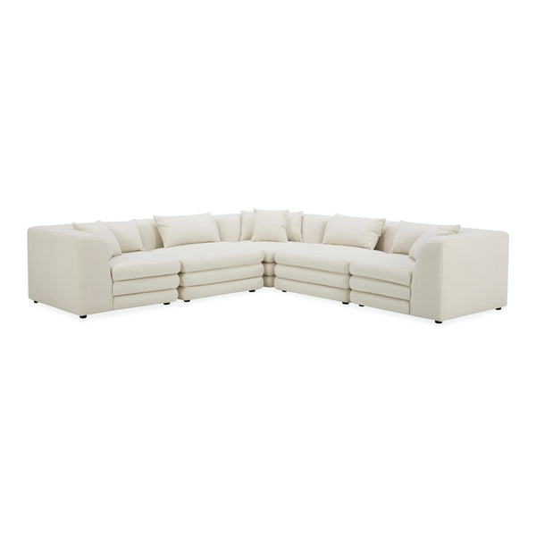Moe's Home Lowtide Modular Sectional Sofa - Vintage-inspired Design With Comfort-enhancing Features & Style White Upholstery, 100% Polyester,Solid Wood And Plywood Frame Kq-1039-18