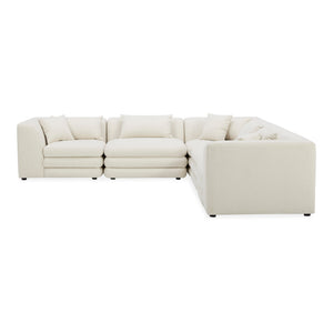 Moe's Home Lowtide Modular Sectional Sofa - Vintage-inspired Design With Comfort-enhancing Features & Style White Upholstery, 100% Polyester,Solid Wood And Plywood Frame Kq-1039-18