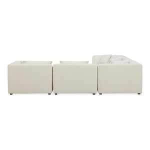 Moe's Home Lowtide Modular Sectional Sofa - Vintage-inspired Design With Comfort-enhancing Features & Style White Upholstery, 100% Polyester,Solid Wood And Plywood Frame Kq-1039-18