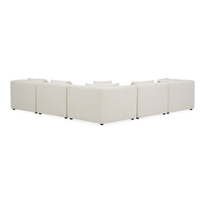 Moe's Home Lowtide Modular Sectional Sofa - Vintage-inspired Design With Comfort-enhancing Features & Style White Upholstery, 100% Polyester,Solid Wood And Plywood Frame Kq-1039-18