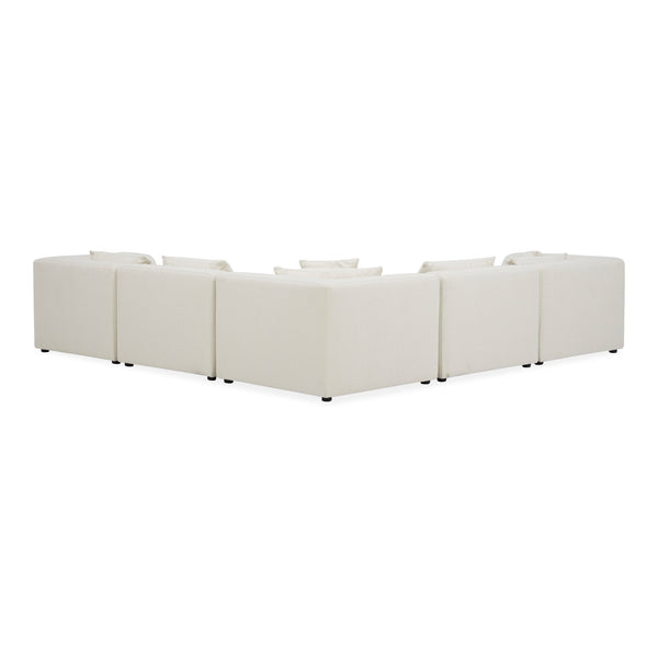 Moe's Home Lowtide Modular Sectional Sofa - Vintage-inspired Design With Comfort-enhancing Features & Style White Upholstery, 100% Polyester,Solid Wood And Plywood Frame Kq-1039-18