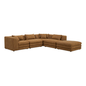 Moe's Home Lowtide Modular Sectional Sofa - Vintage-inspired Design With Comfort-enhancing Features & Style Yellow Upholstery, 100% Polyester,Solid Wood And Plywood Frame Kq-1040-09