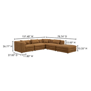 Moe's Home Lowtide Modular Sectional Sofa - Vintage-inspired Design With Comfort-enhancing Features & Style Yellow Upholstery, 100% Polyester,Solid Wood And Plywood Frame Kq-1040-09