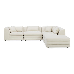 Moe's Home Lowtide Modular Sectional Sofa - Vintage-inspired Design With Comfort-enhancing Features & Style White Upholstery, 100% Polyester,Solid Wood And Plywood Frame Kq-1040-18
