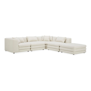 Moe's Home Lowtide Modular Sectional Sofa - Vintage-inspired Design With Comfort-enhancing Features & Style White Upholstery, 100% Polyester,Solid Wood And Plywood Frame Kq-1040-18