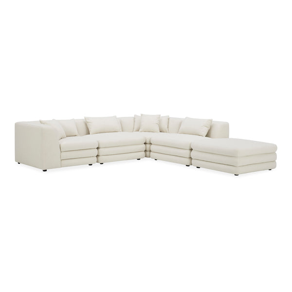 Moe's Home Lowtide Modular Sectional Sofa - Vintage-inspired Design With Comfort-enhancing Features & Style White Upholstery, 100% Polyester,Solid Wood And Plywood Frame Kq-1040-18