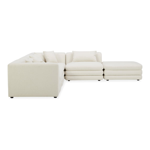 Moe's Home Lowtide Modular Sectional Sofa - Vintage-inspired Design With Comfort-enhancing Features & Style White Upholstery, 100% Polyester,Solid Wood And Plywood Frame Kq-1040-18
