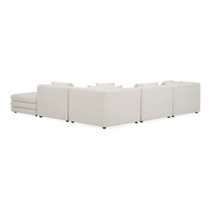 Moe's Home Lowtide Modular Sectional Sofa - Vintage-inspired Design With Comfort-enhancing Features & Style White Upholstery, 100% Polyester,Solid Wood And Plywood Frame Kq-1040-18